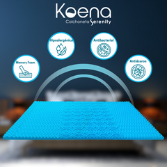 Colchoneta de Memory Foam con infusión de micro perlas Cool Gel I Altura de 5 cm I Protege tu Colchón por más Tiempo I Diseño Ergonómico con Tecnología para un mejor descanso I Hipoalergénica I Anti-ácaros I Brinda Soporte y Libera puntos de Presión I Garantía de 5 Años I Topper I Protector de Colchón I