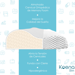 almohada cervical ortopedica de memory  con cierre foam koena ultra suave oferta