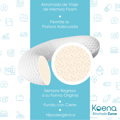 Almohada de Viaje Koena® Curve  | Compacta y Suave | Soporte Ergonómico