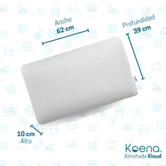 OFERTA 2x $770 Almohadas  Koena® Kloud de Memory Foam | Funda Lavable | Hipoalergénica | Tamaño Estándar