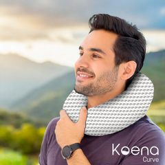 Cómoda y Suave Almohada Koena de viaje de Memory Foam con placa de Gel Inyectada I Permite la Postura adecuada l Funda con Cierre I Hipoalergénica