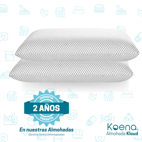 OFERTA 2x $770 Almohadas  Koena® Kloud de Memory Foam | Funda Lavable | Hipoalergénica | Tamaño Estándar