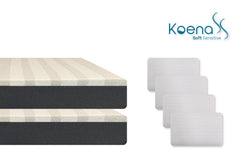 Paquete de 3 colchones koena Soft Sensitive 1 queen size y 2 individuales + 6 almohadas kloud de regalo
